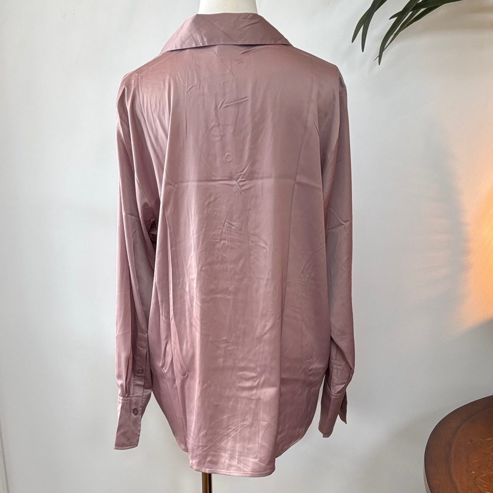 H&M NWT Silky Mauve Button-Up Blouse L - Picture 5 of 8